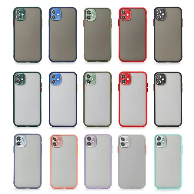 
clear matte frosted armor hard tpu camera full protection bumper shockproof high quality color button phone case for iphone 11 