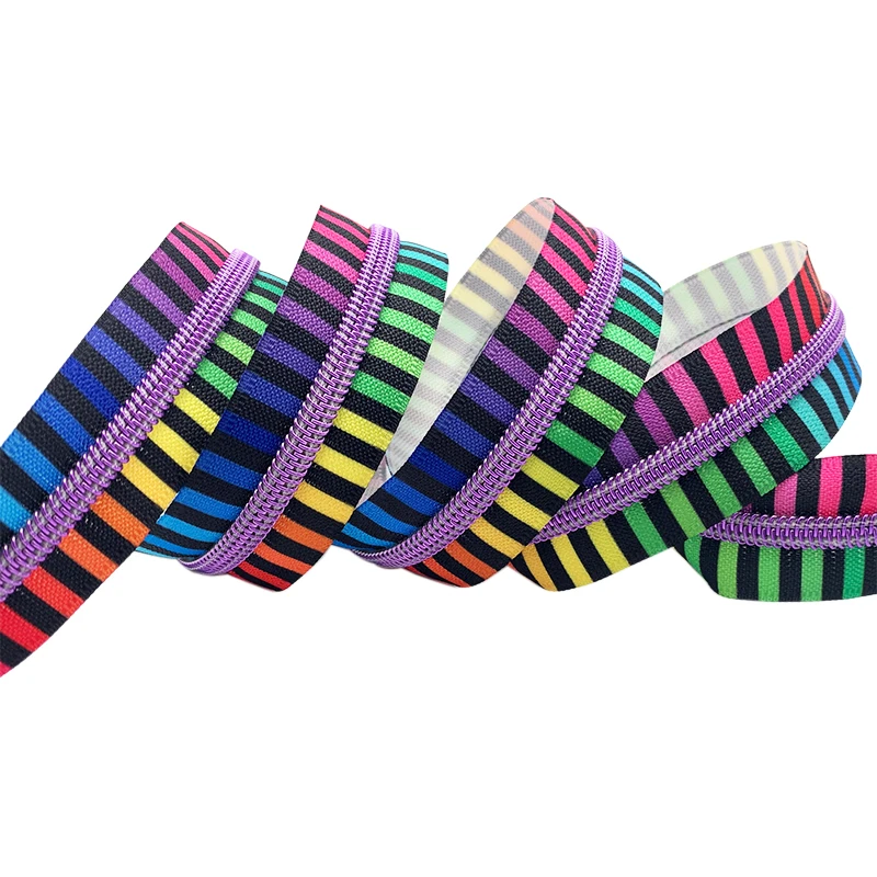 Multi-Color colorful tape nylon teeth zipper new design #5 nylon zipper tape for sew bags