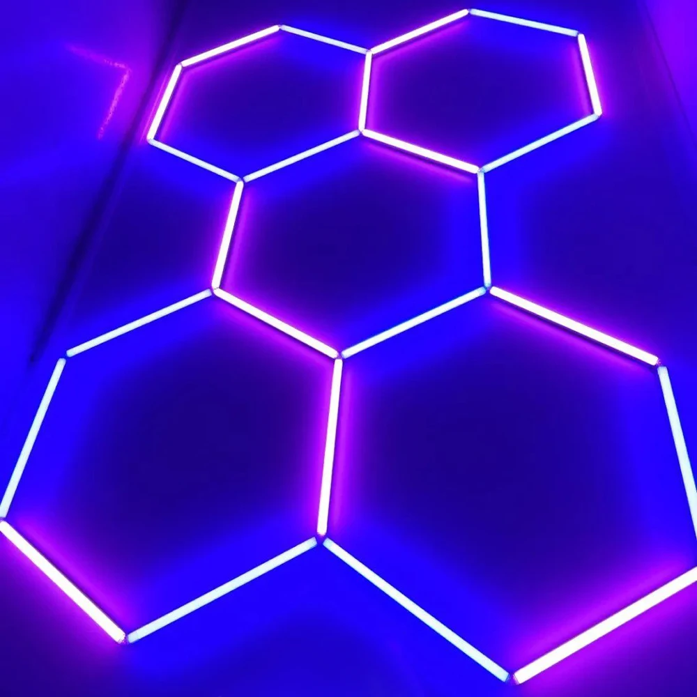 5 Grid Led Light Honeycomb Garage Lamp RGB Hexagon Modern Ceiling Lights for Auto Detailing Shop