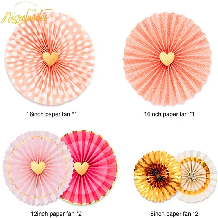 Umiss Bridal Shower Decorations Set, Rose Gold Tinsel Fringe Curtain Party Balloon Pink Gold Paper Fans for Wedding Love Party