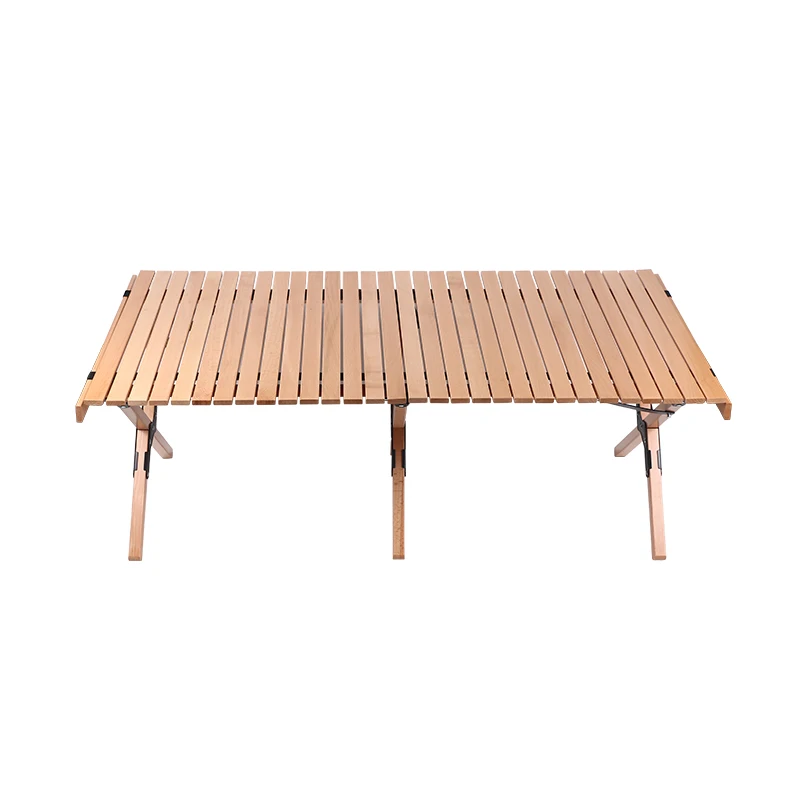 Home Furniture Fishing Folding Solid Wood Beech Picnic Table Outdoor Portable Egg Roll Wooden Camping Table