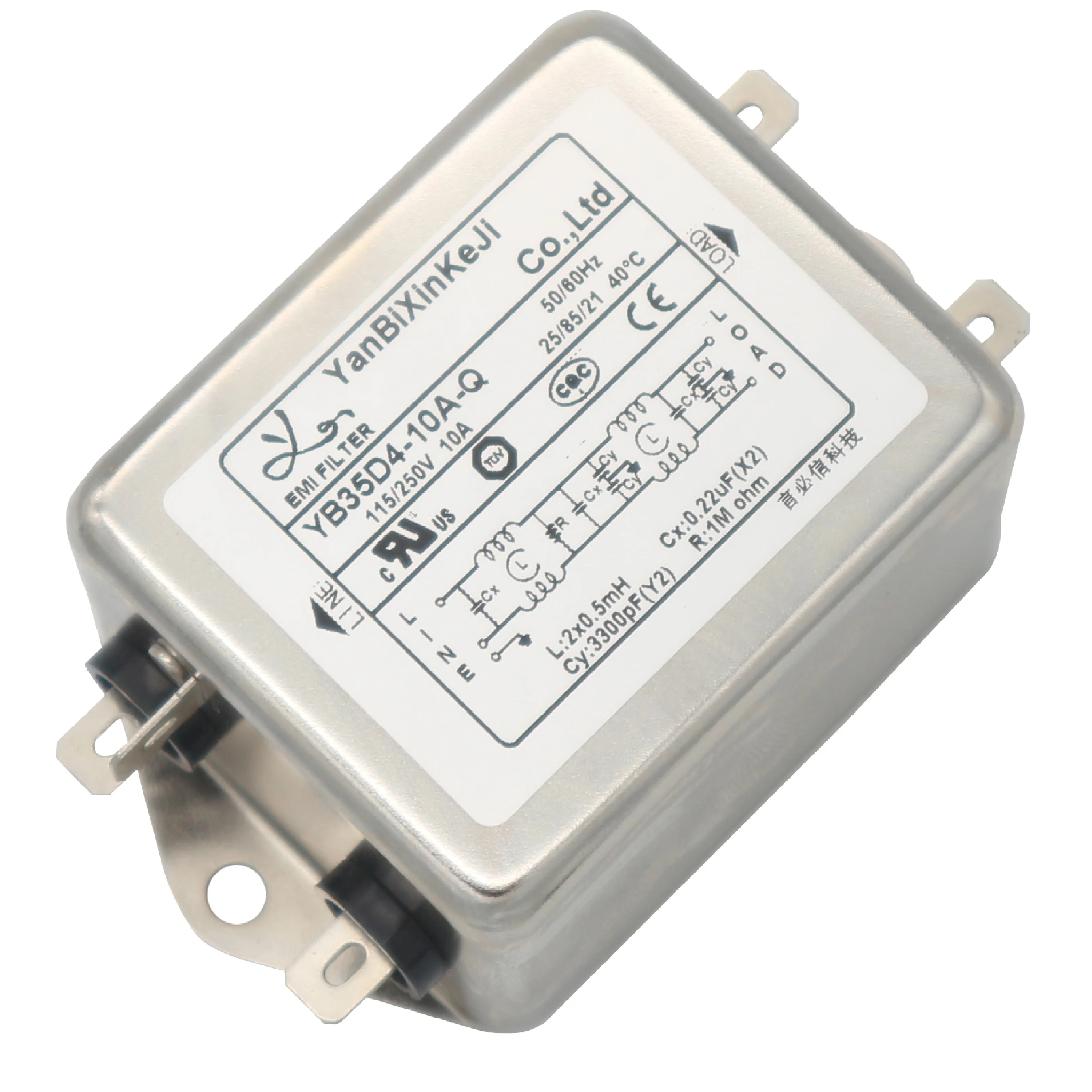220V 1A-10A General Purpose AC/DC EMI Filters Single Phase Power Filters