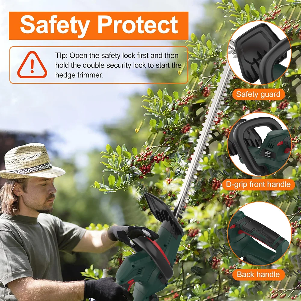 520mm Hedge Double Blade Bush Trimmer Professional cordless 20V electric hedge clipper bush trimmer