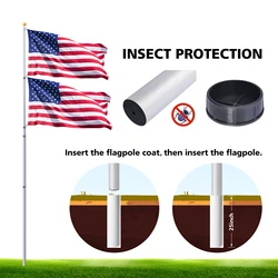 25ft Big Aluminum Flag Pole Spinning Flagpole  telescopic flapole