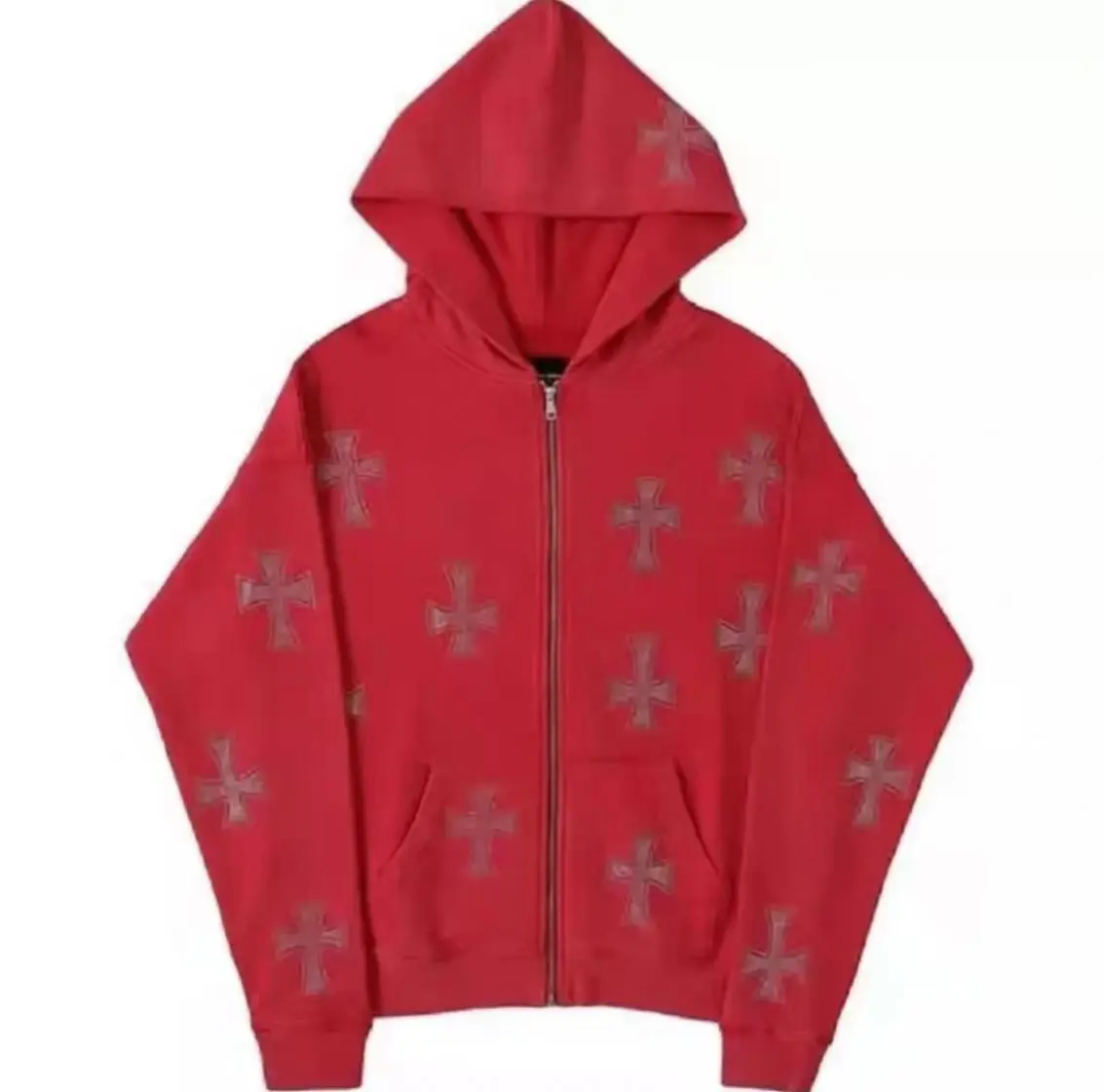 high quality 100% cotton men supplier custom shining zip up cross bling rhinestone studded hoodie with logo