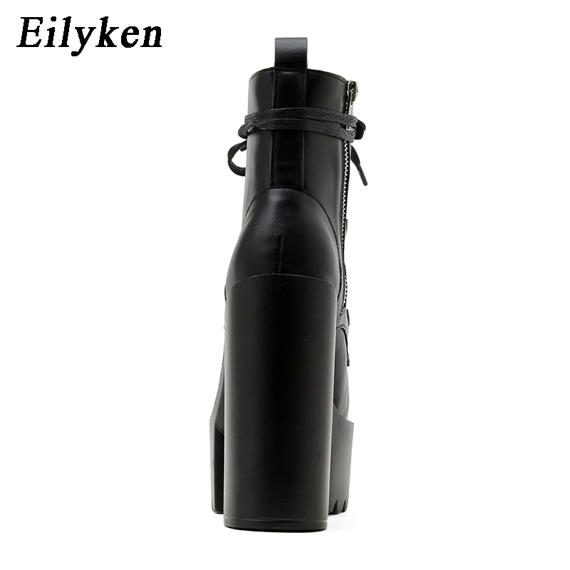 Eilyken 2023 Trend Design Platform Ankle Boots Women Round Toe T-tied Chunky High Heel Modern Booties Ladies Shoes