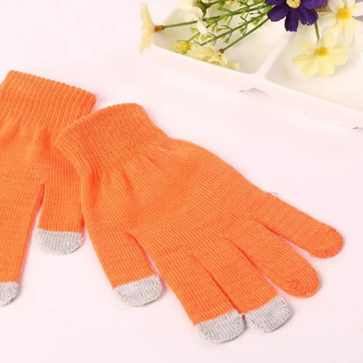Full Fingers Cotton Knitted Touch Screen Glove