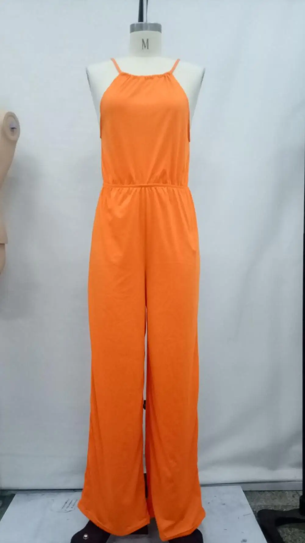 
Wholesale 2019 Women Solid Wide Leg Jumpsuit Sexy Halter Sleeveless Spaghetti Strap Long Pants Rompers 