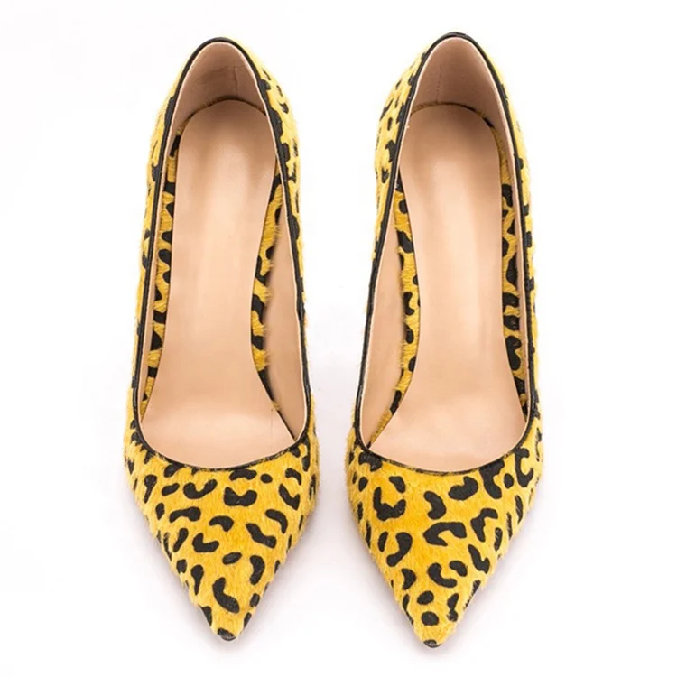 New colors yellow leopard print girls office pumps shoes 4.7 inches shoes women high heels