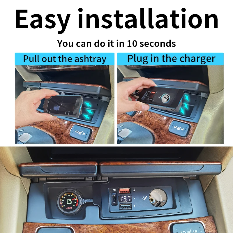 Suitable for Honda Accord 08-13 car charger QC3.0 mobile phone PD fast charge USB cigarette lighter modified car charger