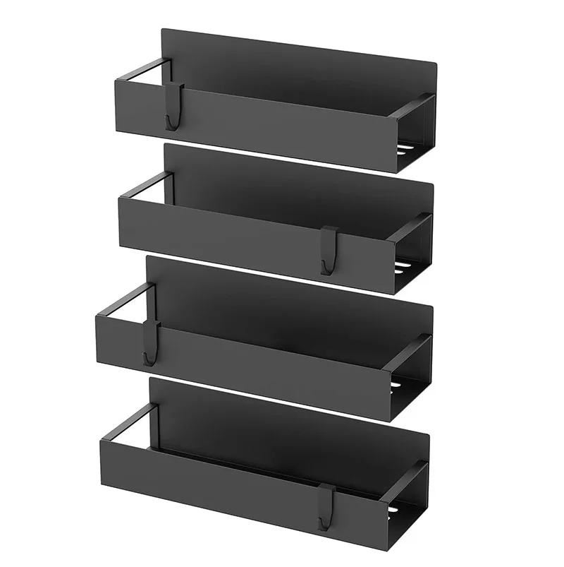 Wholesale 4 Pack Spice Rack Kitchen Moveable Magnetic Shelf Fridge Organizer with 4 Hooks