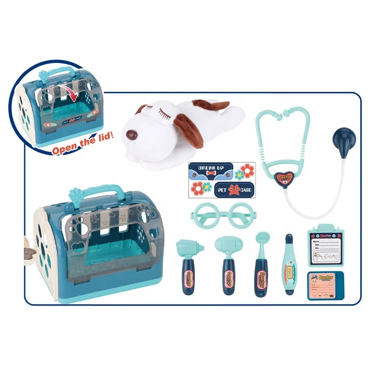 Toys for 2023 pretend play set animal dog pet doctor set with plush dog hot selling amazon educational toys for kids