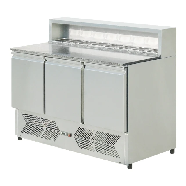 Pizza Refrigerator With Marble Top,Countertop Salad Refrigerator,Salad Bar With GN Pans