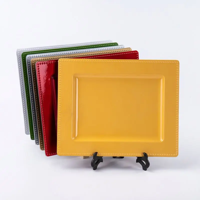 2019 restaurants gold silver charger plastic melamine square plate