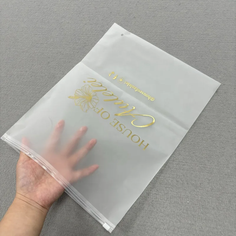 Clear Plastic Clothes Shirt Packaging Bags Custom Own Design Clothing Frosted Plastic Poly Bag With Zipper