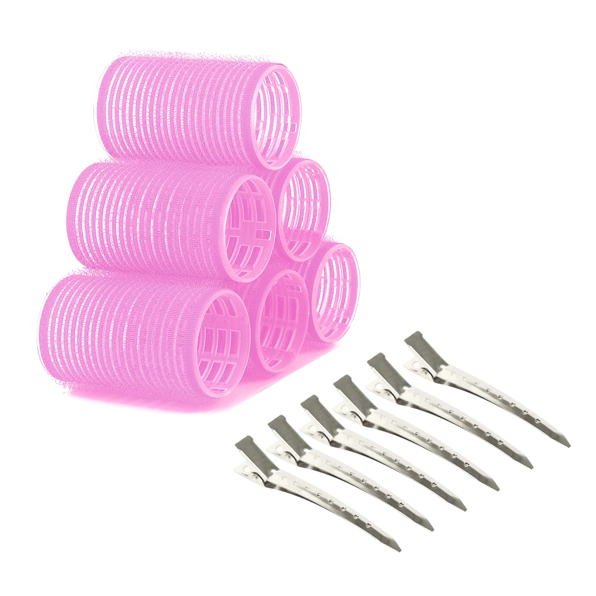 In Stock Hair Roller Set For Medium Hair Curler Rollers For Blowout Look 36mm 6 pieces Purple Color With Metal Hair Clips