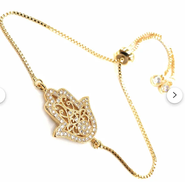 Позолоченный регулируемый браслет Хамса Защитный Браслет Подарочный для нее