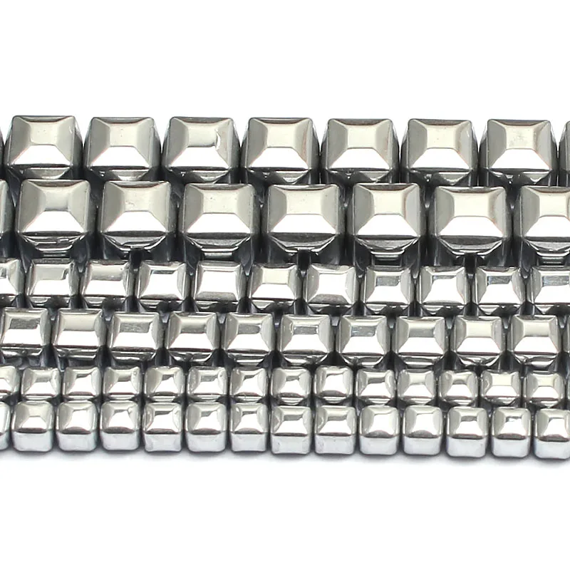 Wholesale Natural Silver Plated Square Hematite Stone Beads For Jewelry Making Bracelet Necklace