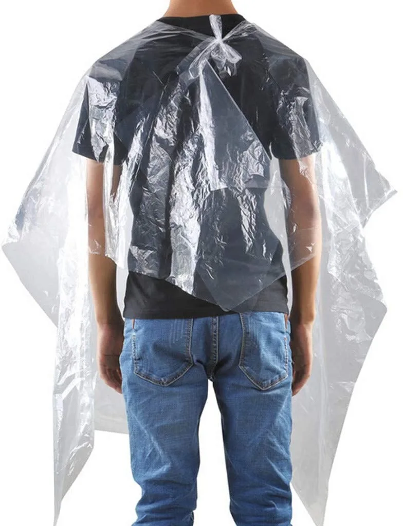 
Disposable hair cutting and dyeing apron disposable barber wrap transparent plastic apron pinafore 