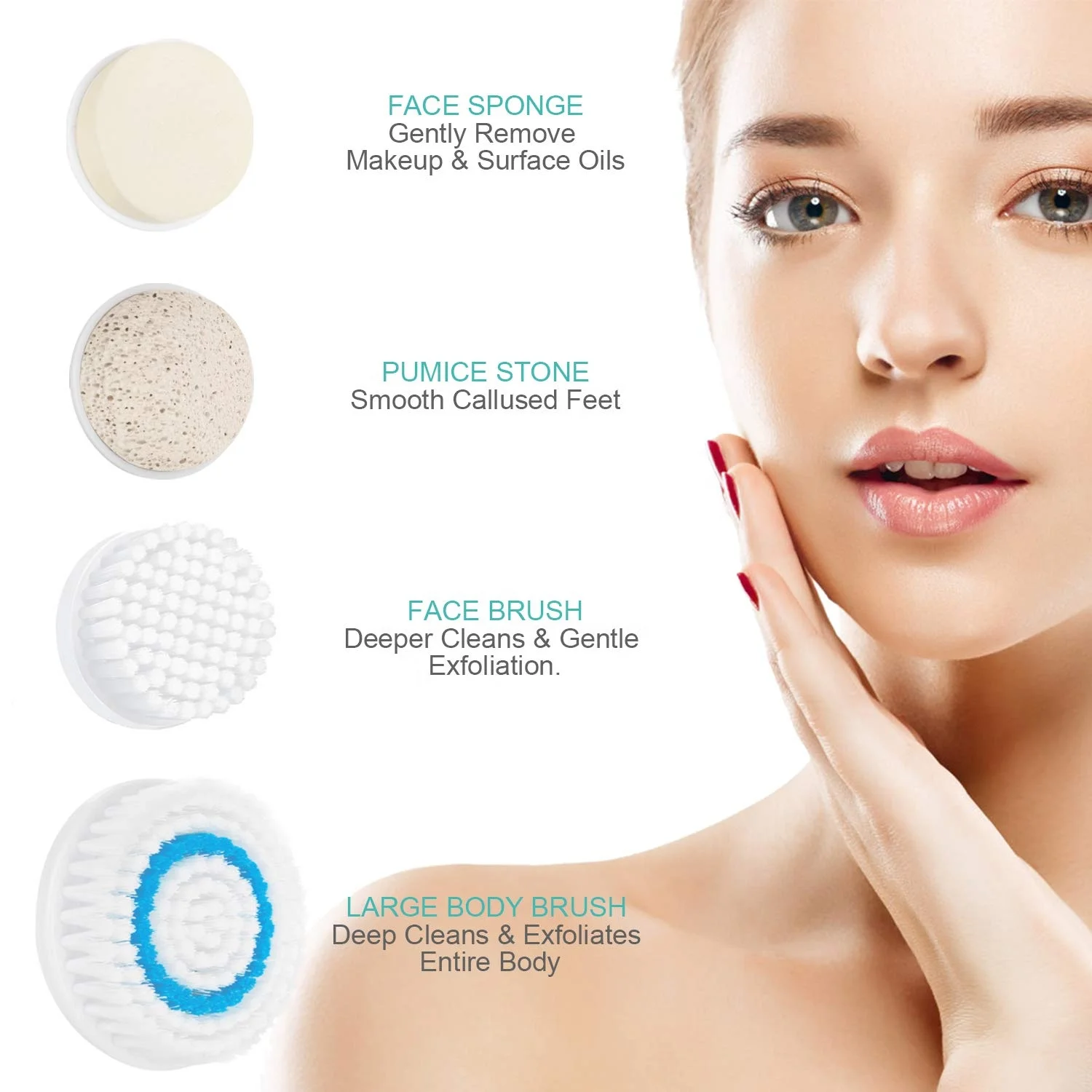 IPX7 Waterproof Personal Care Electric Facial Brush 4 in1 Face Clean Pack Electric Salon SPA Massage Facial beauty Brush