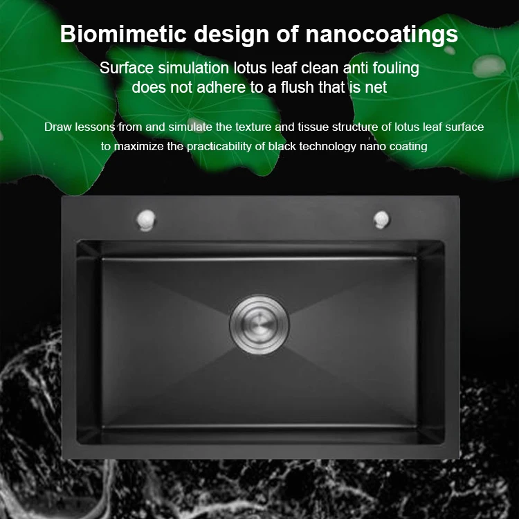 Factory Great Quality 304 Stainless Steel Nano Black Single Bowl Kitchen Sink