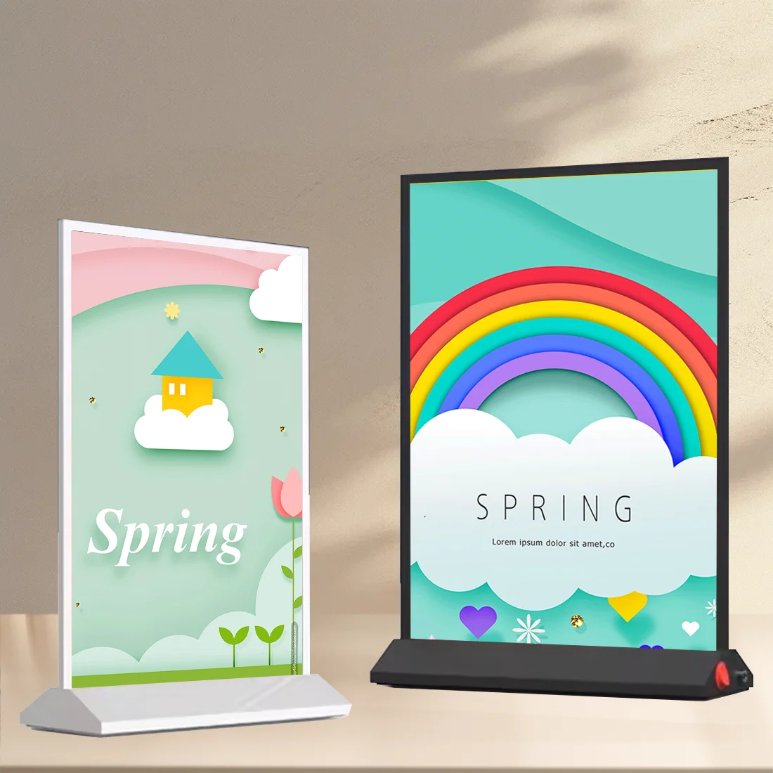 HLY Ultra-Thin rechargeable LED Advertising Light Boxes advertising sign Custom A4 Desktop Panel Table Stand for Outdoor Use