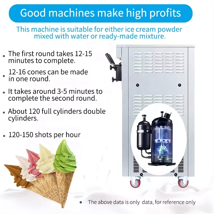 New stainless steel 2024 new soft ice cream machine 3 flavors factory price