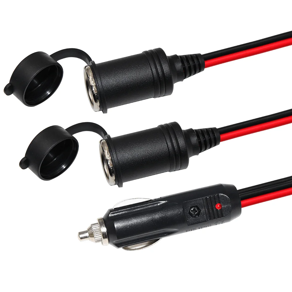 Design 2 Way Multi Male To Dual Female Car Cigarette Lighter Socket Plug