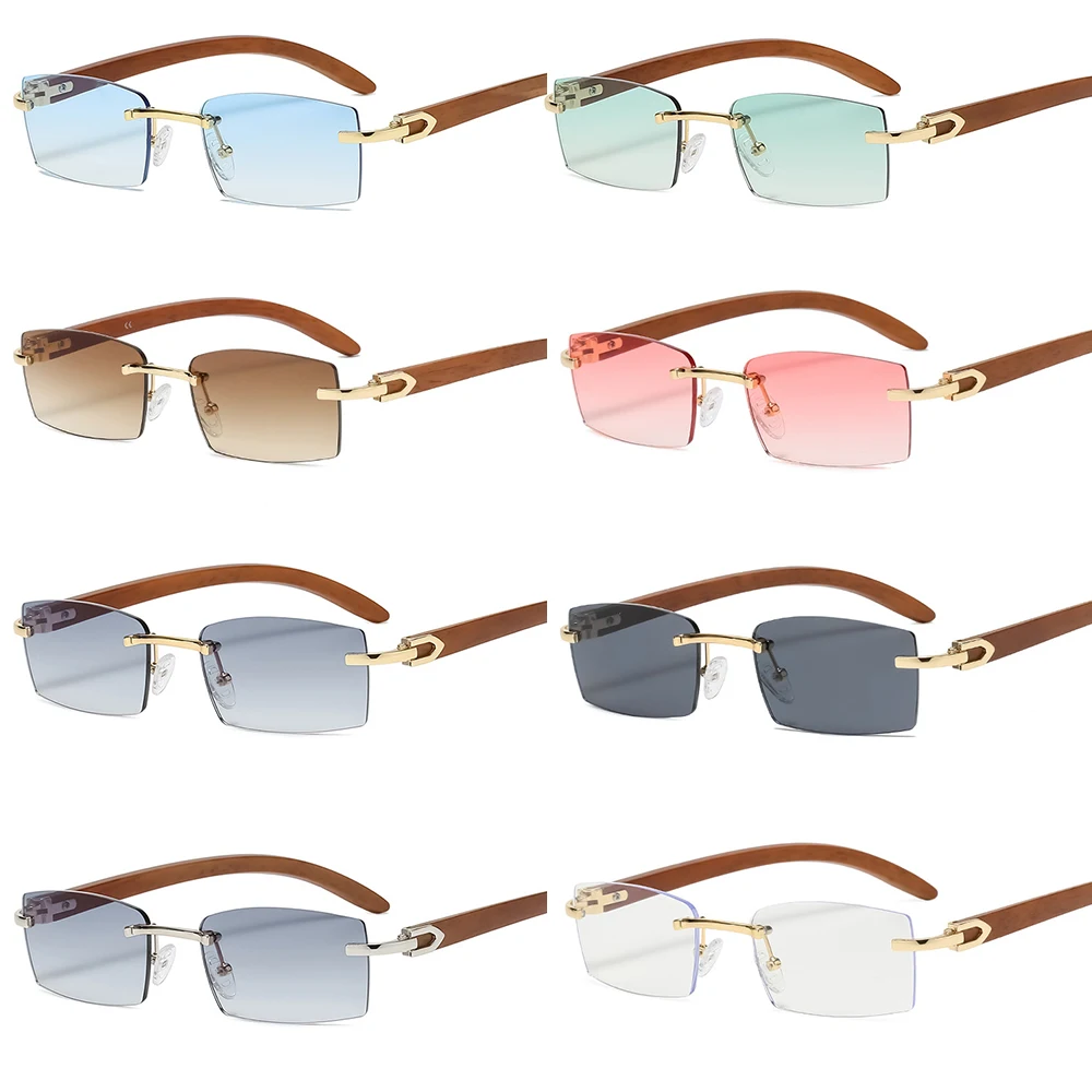 2022 Upscale Custom Men Ivory Color Buffalo Horn Shape Fashion Small Square Trendy Rimless Sun Shades Glasses