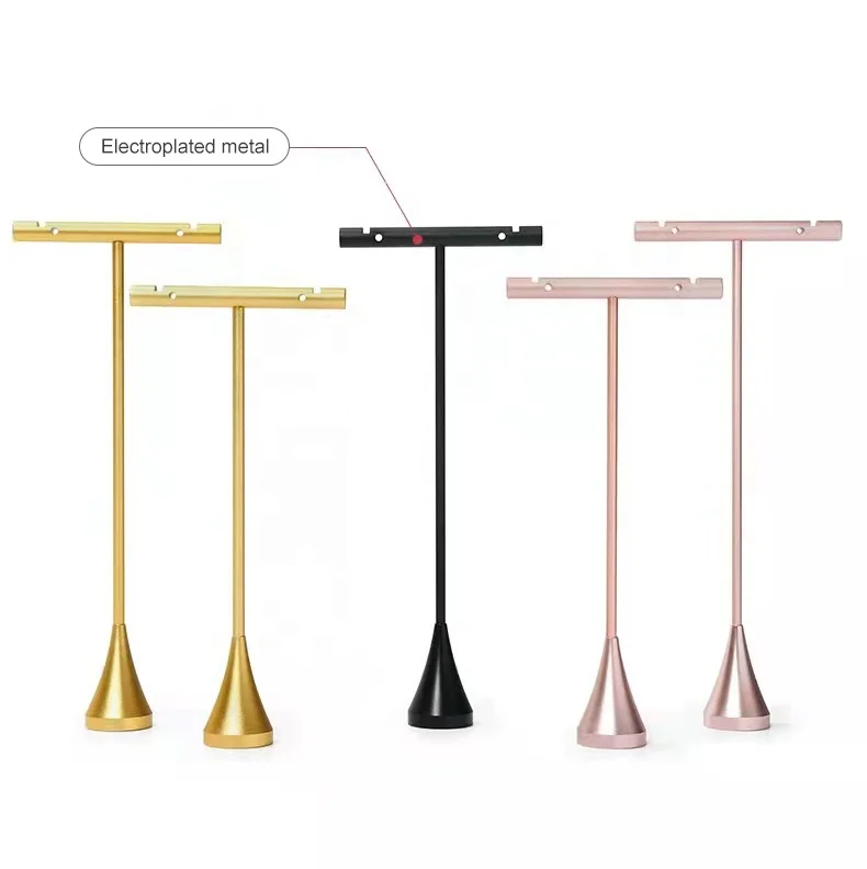 T Bar Metal Jewelry Display Stand Black Earring Holder Displays Jewelry Silver Rose Earring Stand