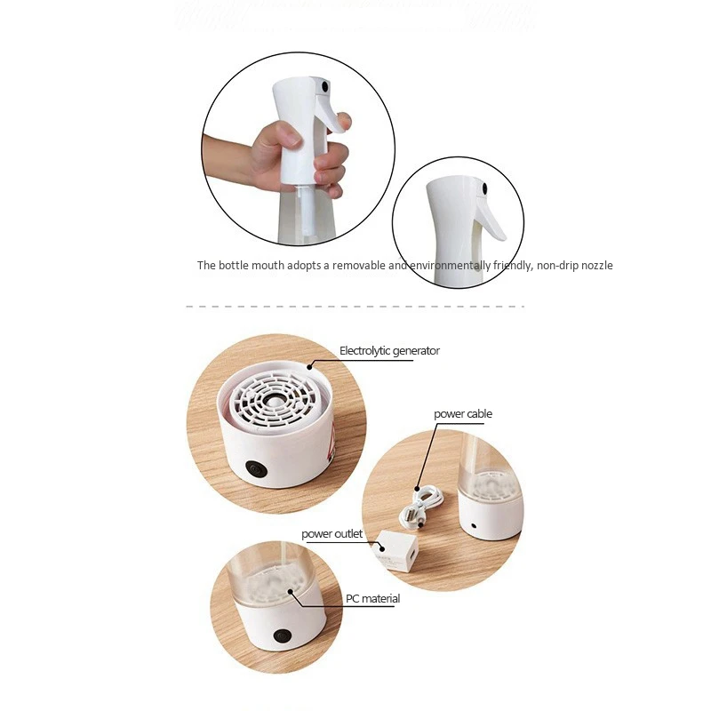 
Portable homemade hypochloric acid disinfector water generator bottle sprayer machine for home cleaning 