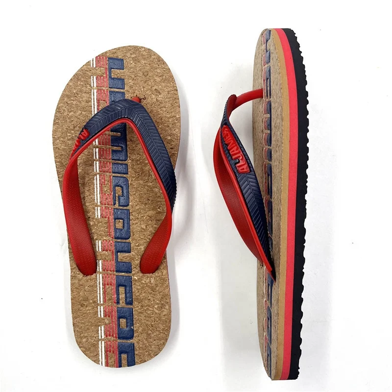 Custom Sawdust Wood Grain Flip-flops for Men and Women Rubber EVA Beach Slippers