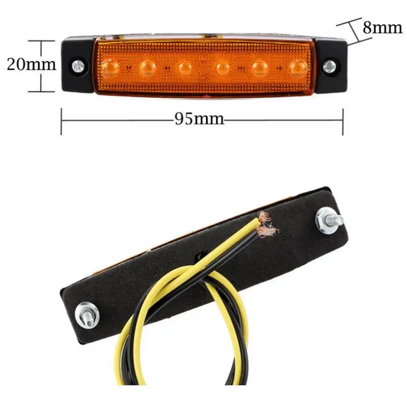 12V 24V LED 6SMD Truck Trailer Side Marker Indicator Light Car Brake Rear Sides Warning Tail Lights Auto Lamp WG126