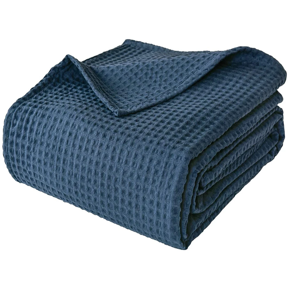 Premium Soft Lightweight Thermal 100% Cotton Weave Waffle Blanket