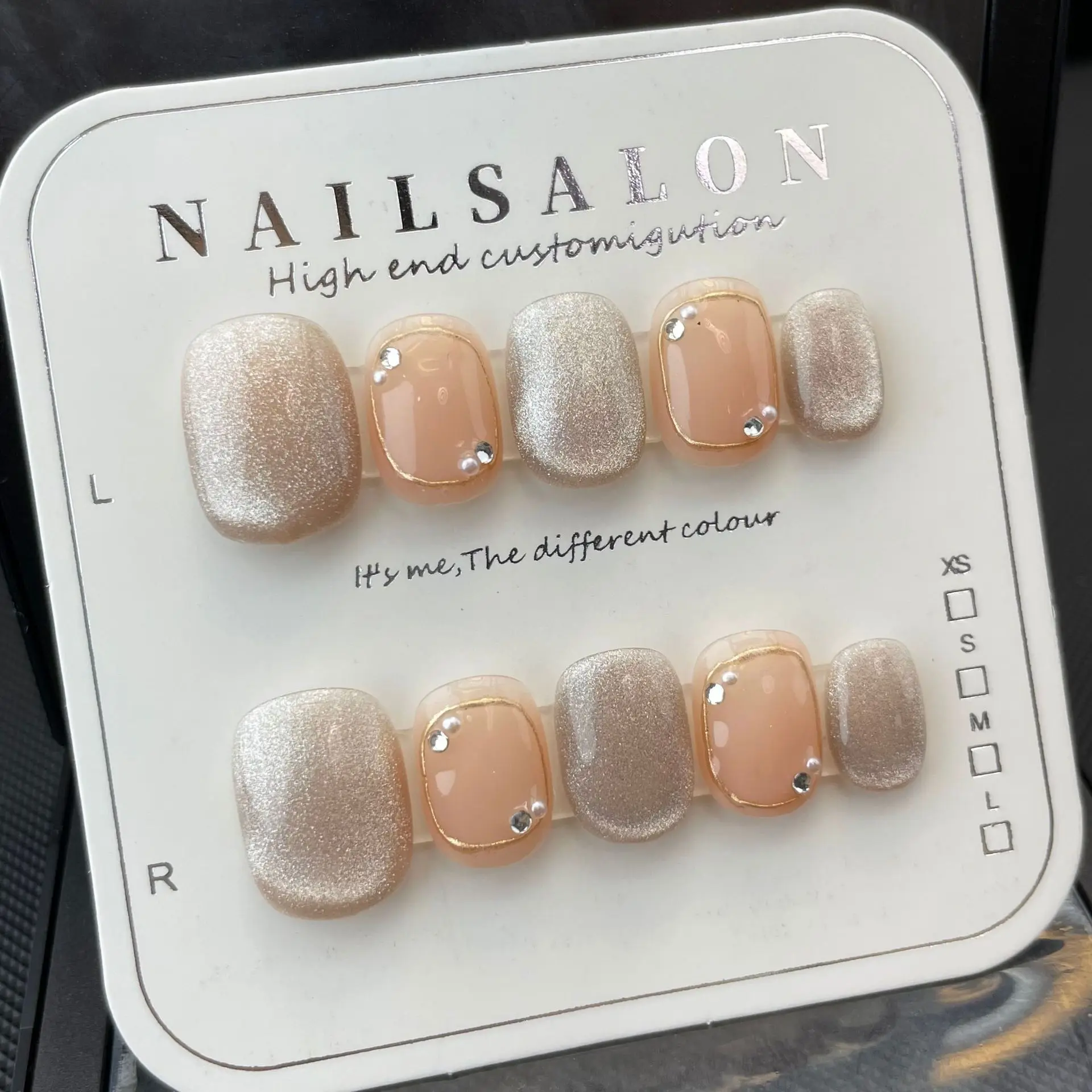 Wholesale 24PCS Handmade French Style Press-On Nails With Rhinestones Soft Artificial Nail Tips Variety Styles to Choose