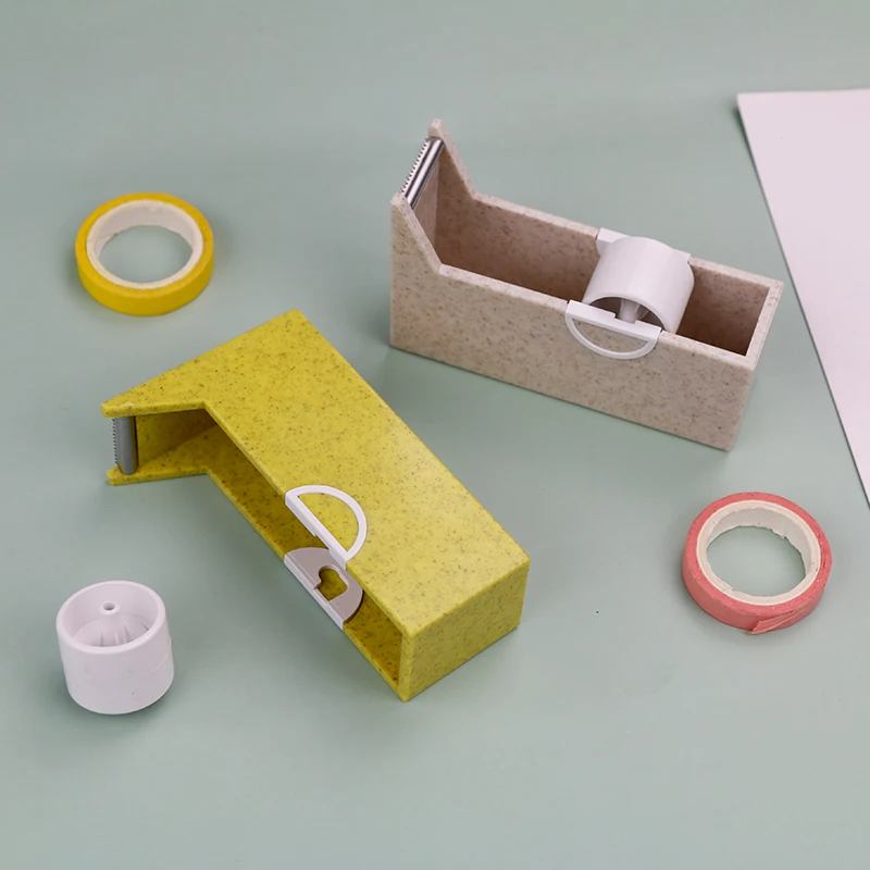 Customized Color Plastic Wheat Straw Hand Held Cutter Tape Dispenser For Office