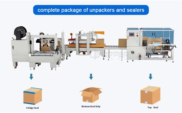 Top Bottom Tape Automatic Case Sealer UPPER Auto Box Carton Sealing Machine cookies chocolate food carton case sealer