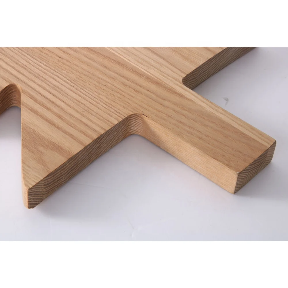 Christmas Tree Shape Wood Cutting Board , Wood Serving and Cutting Board with Handle