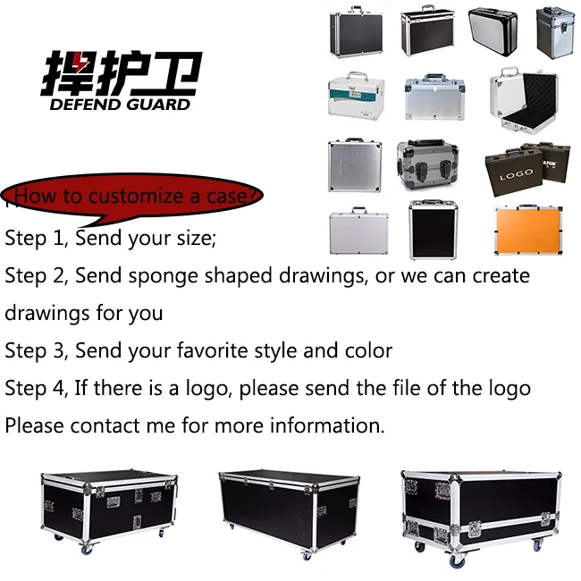 Portable fireproof aluminum flight case with rigid EVA foam insert, suitable for storage  case of tools and hardware accessories