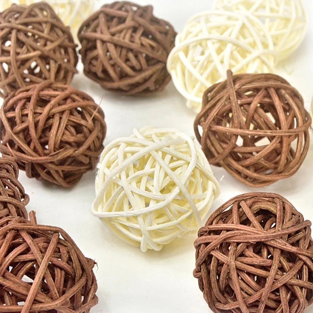 20 Pieces Wicker Rattan Balls Decorative Orbs Vase Fillers for Wedding Baby Shower Party Craft Table Decoration