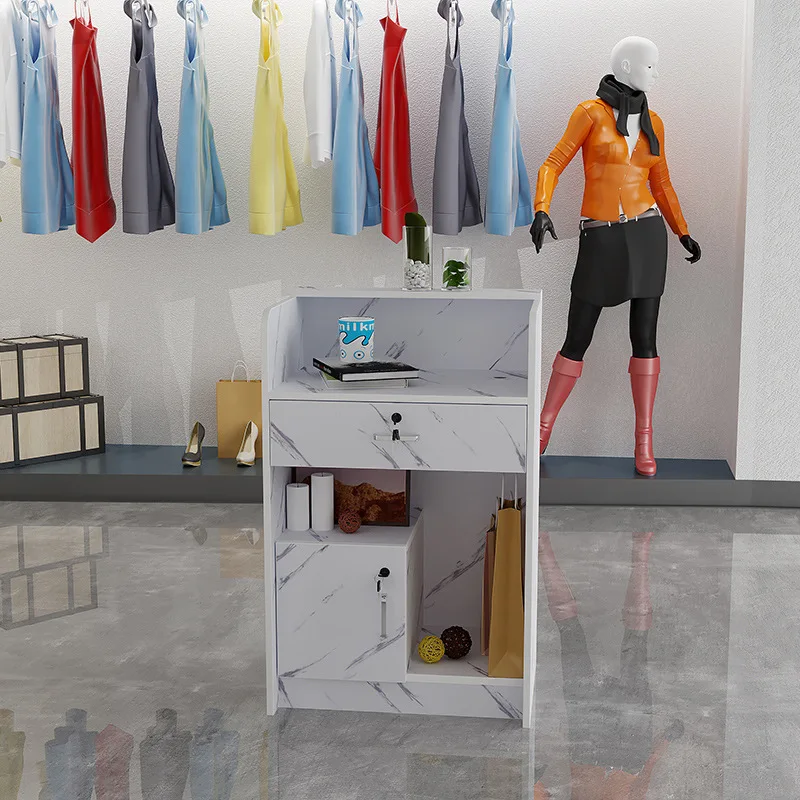 Retail store custom small high quality white modern front desk cash register counter