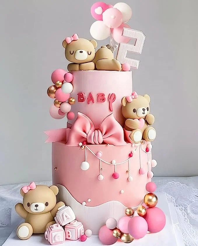 Teddy Bear Baby Shower Decoration Teddy Bear Birthday Cake Decoration Baby Shower Baby Girl Cake Decoration