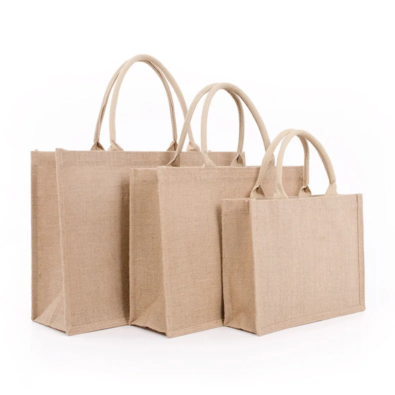Wholesale Personalized Logo Printing Eco Reusable Jute Storage Bags Jute Tote Bags For Shopping