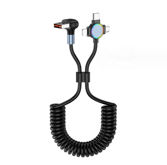 6A Coiled 3 in 1 USB Super Fast Charging Cable
