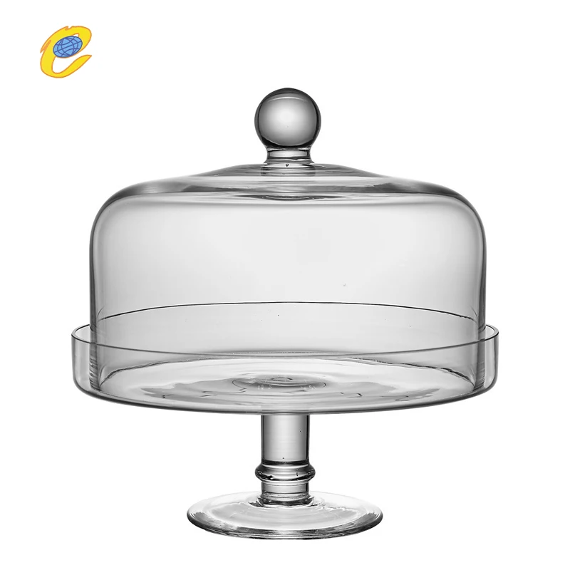 wholesale handmade crystal stem Tall glass dome cake cover cake stand