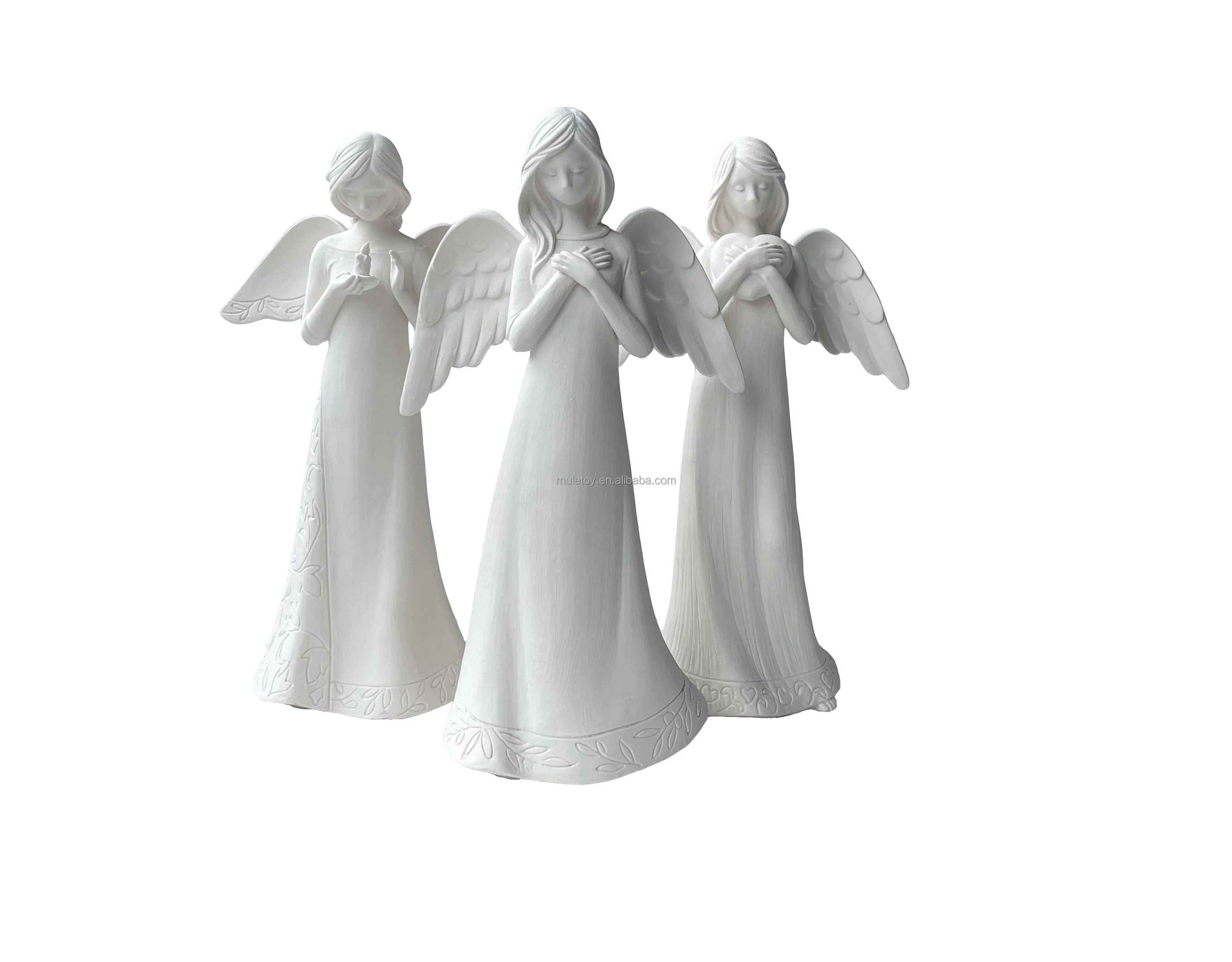Custom Porcelain Angel Figurines Ceramic Ornament Angel Sculpture Figurines for Desk Decoration