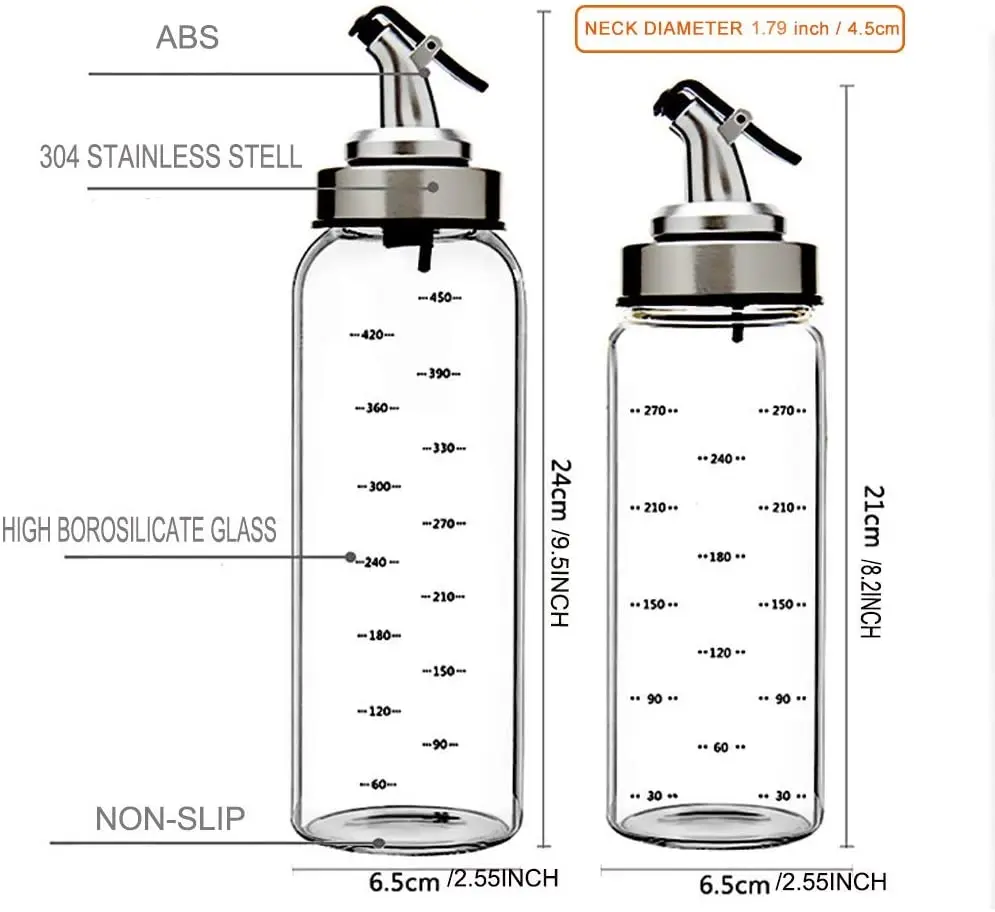 Glass Olive Oil And Vinegar Dispenser No-drip Glass Olive Oil Bottle Glass Oil Bottle Lead-free
