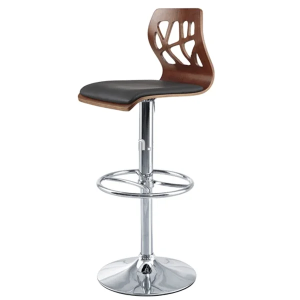 Danish-Designed New Black Leather Chair Plywood High Bar Stool Chair