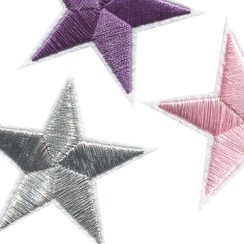 Hot Sale In Stock Felt Base Embroidery Patch Different Colors Iron On Star Patches For Clothing
