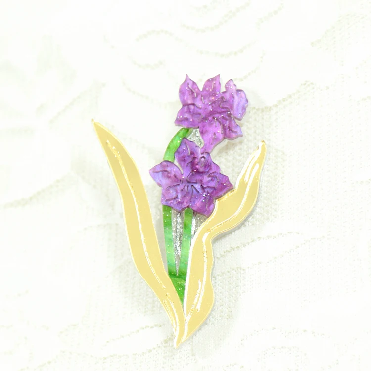 HYLBH1081 Purple March Primordial Flower  Acrylic Female Brooch for Wedding Party Anniversary Engagement Gift for Children